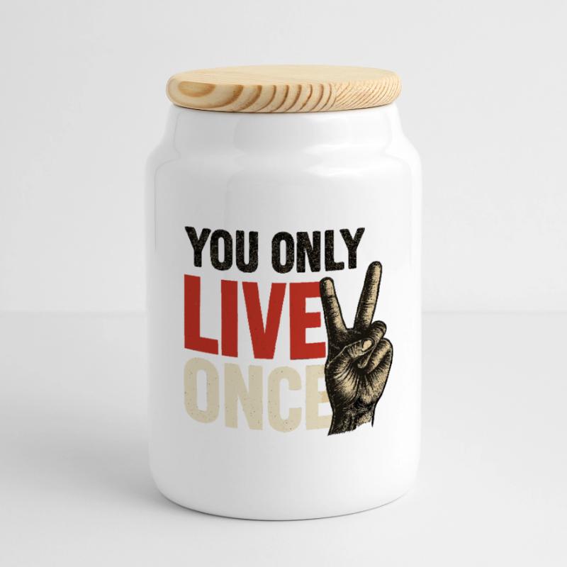 Du Lebst Nur Einmal Vintage Keksdose mit Holzdeckel