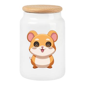 Bébé cochon d’Inde rigolo et curieux - Boîte à biscuits avec couvercle en bois - blanc - Devant