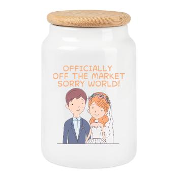 Les époux - Officially off the market - Boîte à biscuits avec couvercle en bois - blanc - Devant