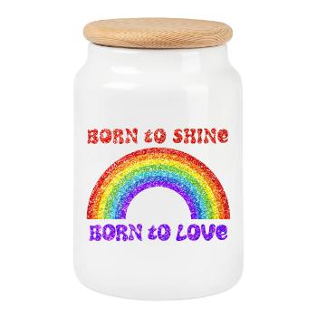 Regenbogen, geboren zu lieben, Stolz, LGBTQ+ - Keksdose mit Holzdeckel - Weiß - Vorne