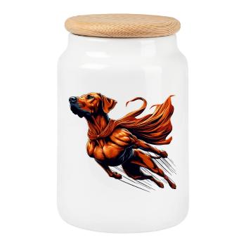 Super chien Rhodesian Ridgeback RR Ridgie cadeau - Boîte à biscuits avec couvercle en bois - blanc - Devant