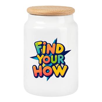 Find Your How - Cookie Jar with Wooden Lid - white - Front