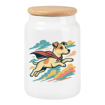Super Dog Jack Russell Terrier Jacky Gift - Cookie Jar with Wooden Lid - white - Front