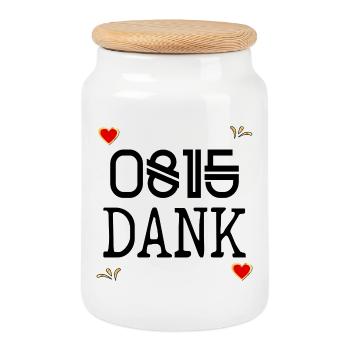 DANKE SAGEN DANKBARKEIT LUSTIG 0815 DANK - Keksdose mit Holzdeckel - Weiß - Vorne