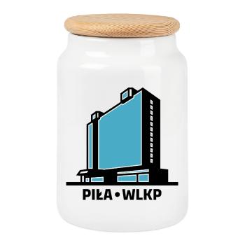 La ville de Piła Wlkp et l’hôtel Gromada Rodło - Boîte à biscuits avec couvercle en bois - blanc - Devant