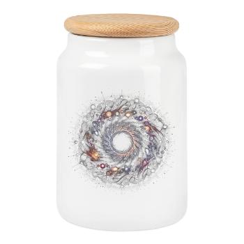 Mandala der Leere - Keksdose mit Holzdeckel - Weiß - Vorne