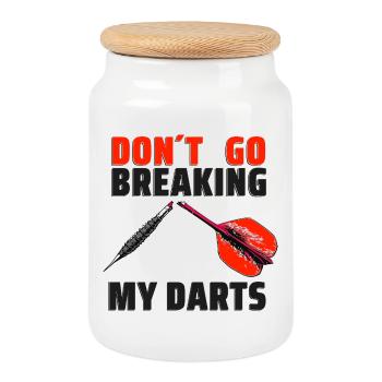 Darts Shirt dont go breaking my darts - Keksdose mit Holzdeckel - Weiß - Vorne