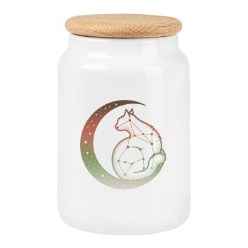 Patience - Cookie Jar with Wooden Lid - white - Front
