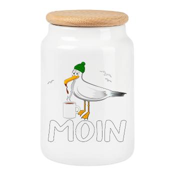 Möve MOIN - Keksdose mit Holzdeckel - Weiß - Vorne