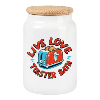 Live Love Toaster Bath - Cookie Jar with Wooden Lid - white - Front