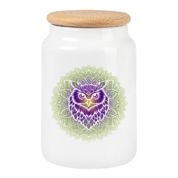 Ancient Wisdom Mandala - Cookie Jar with Wooden Lid - white - Front