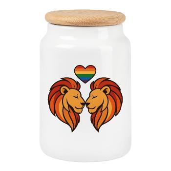 Lion Love – Proud & Powerful - Keksdose mit Holzdeckel - Weiß - Vorne