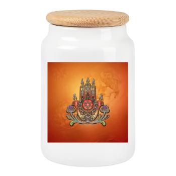 Harmony in color and shape - Cookie Jar with Wooden Lid - white - Front