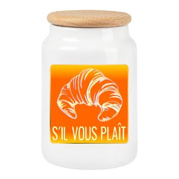 CROISSANT S'IL VOUS PLAIT - Boîte à biscuits avec couvercle en bois - blanc - Devant