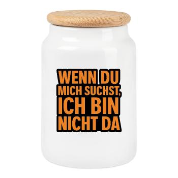 Wenn du mich suchst - Keksdose mit Holzdeckel - Weiß - Vorne