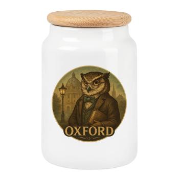 Professor Eule – Oxford Wisdom - Keksdose mit Holzdeckel - Weiß - Vorne