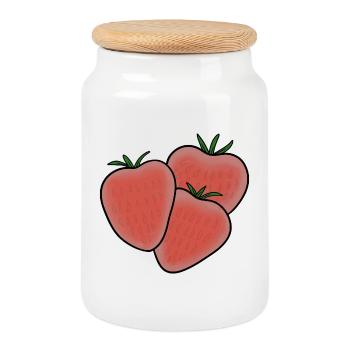 Delicious Fruit Strawberry - Cookie Jar with Wooden Lid - white - Front