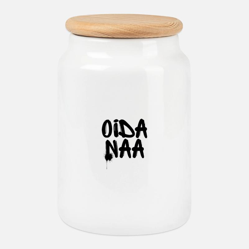 Oida Naa - Wiener Sprüche - Keksdose mit Holzdeckel - Weiß