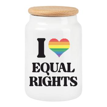 LGBTQ Pride Month - I Love Equal Rights - Cookie Jar with Wooden Lid - white - Front