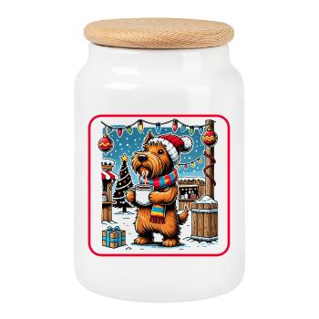 Weihnachtsmarkt Scottish Terrier - Keksdose mit Holzdeckel - Weiß - Vorne