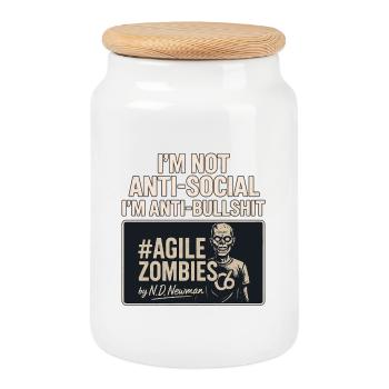 I'm not anti-social, I'm anti-bullshit - Cookie Jar with Wooden Lid - white - Front