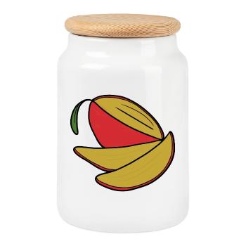 Leckere Frucht Mango - Keksdose mit Holzdeckel - Weiß - Vorne