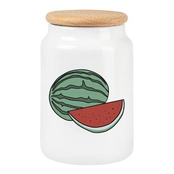 Leckere Frucht-Wassermelone - Keksdose mit Holzdeckel - Weiß - Vorne