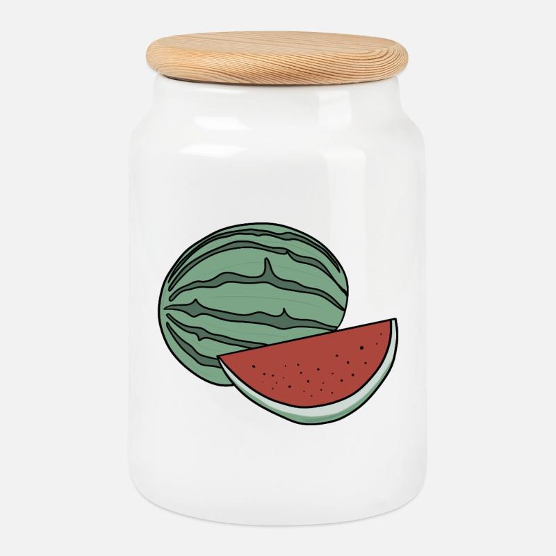 Leckere Frucht-Wassermelone - Keksdose mit Holzdeckel - Weiß