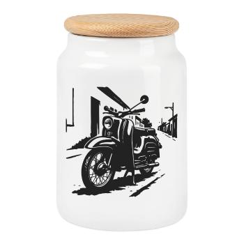 Street poetry on two wheels - Cookie Jar with Wooden Lid - white - Front