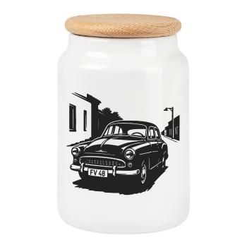Le charme des classiques de la rue - Boîte à biscuits avec couvercle en bois - blanc - Devant