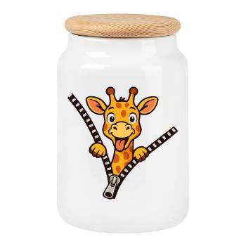 Naughty Giraffe - Cookie Jar with Wooden Lid - white - Front