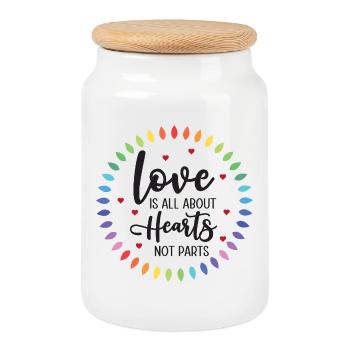 LGBTQ Pride Month - Liebe ist alles über Herzen - Keksdose mit Holzdeckel - Weiß - Vorne
