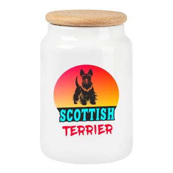 Scottish Terrerier Vintage Design - Keksdose mit Holzdeckel - Weiß - Vorne