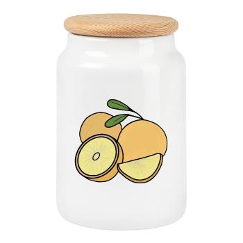 Delicious Fruit Orange - Cookie Jar with Wooden Lid - white - Front