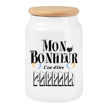 Mon Bonheur C'est d'Etre Parrain - Boîte à biscuits avec couvercle en bois - blanc - Devant