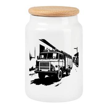 Légende des pompiers de l’Est - Boîte à biscuits avec couvercle en bois - blanc - Devant