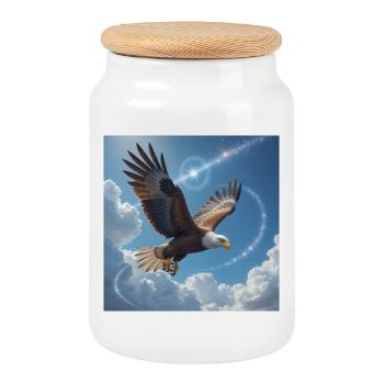 Animal Totem Aigle Majestueux - Boîte à biscuits avec couvercle en bois - blanc - Devant