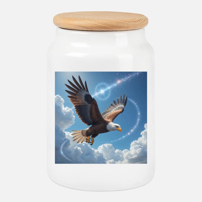 Krafttier Adler Majestätisch - Keksdose mit Holzdeckel - Weiß