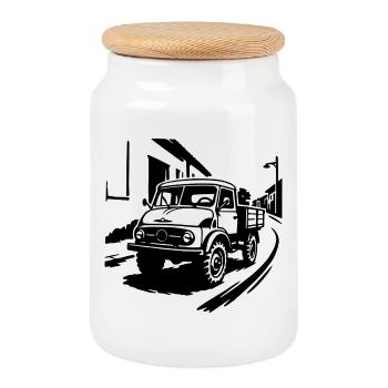 Polyvalent à l’ancienne - Boîte à biscuits avec couvercle en bois - blanc - Devant