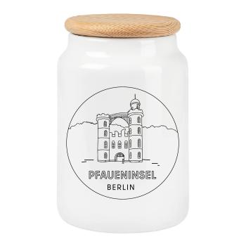 Peacock Island Berlin - Cookie Jar with Wooden Lid - white - Front