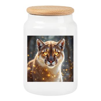 Animal Totem Cougar - Boîte à biscuits avec couvercle en bois - blanc - Devant