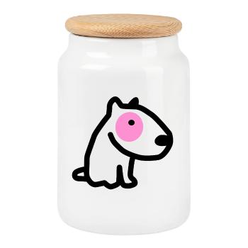 CORSO LE CHIEN à l'oeil rose - Boîte à biscuits avec couvercle en bois - blanc - Devant