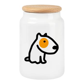 CORSO LE CHIEN à l'oeil orange - Boîte à biscuits avec couvercle en bois - blanc - Devant