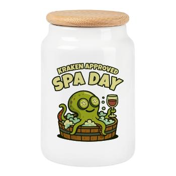 Journée Spa du Kraken - Boîte à biscuits avec couvercle en bois - blanc - Devant
