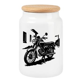 Enduro Kult Style des années 80 - Boîte à biscuits avec couvercle en bois - blanc - Devant