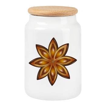 Anis étoilé brillant – épice et plante médicinale - Boîte à biscuits avec couvercle en bois - blanc - Devant