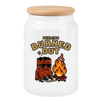 Se sentir épuisé - Conception de T-shirt fatigué - Boîte à biscuits avec couvercle en bois - blanc - Devant