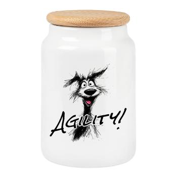 Agility – the dog sport - Cookie Jar with Wooden Lid - white - Front