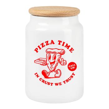 L’heure de la pizza en croûte en laquelle nous avons confiance - Boîte à biscuits avec couvercle en bois - blanc - Devant