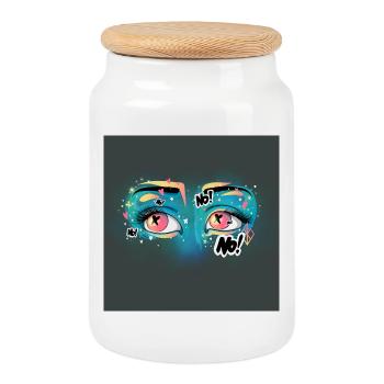 Lebendige Pop Art Augen Illustration - Keksdose mit Holzdeckel - Weiß - Vorne